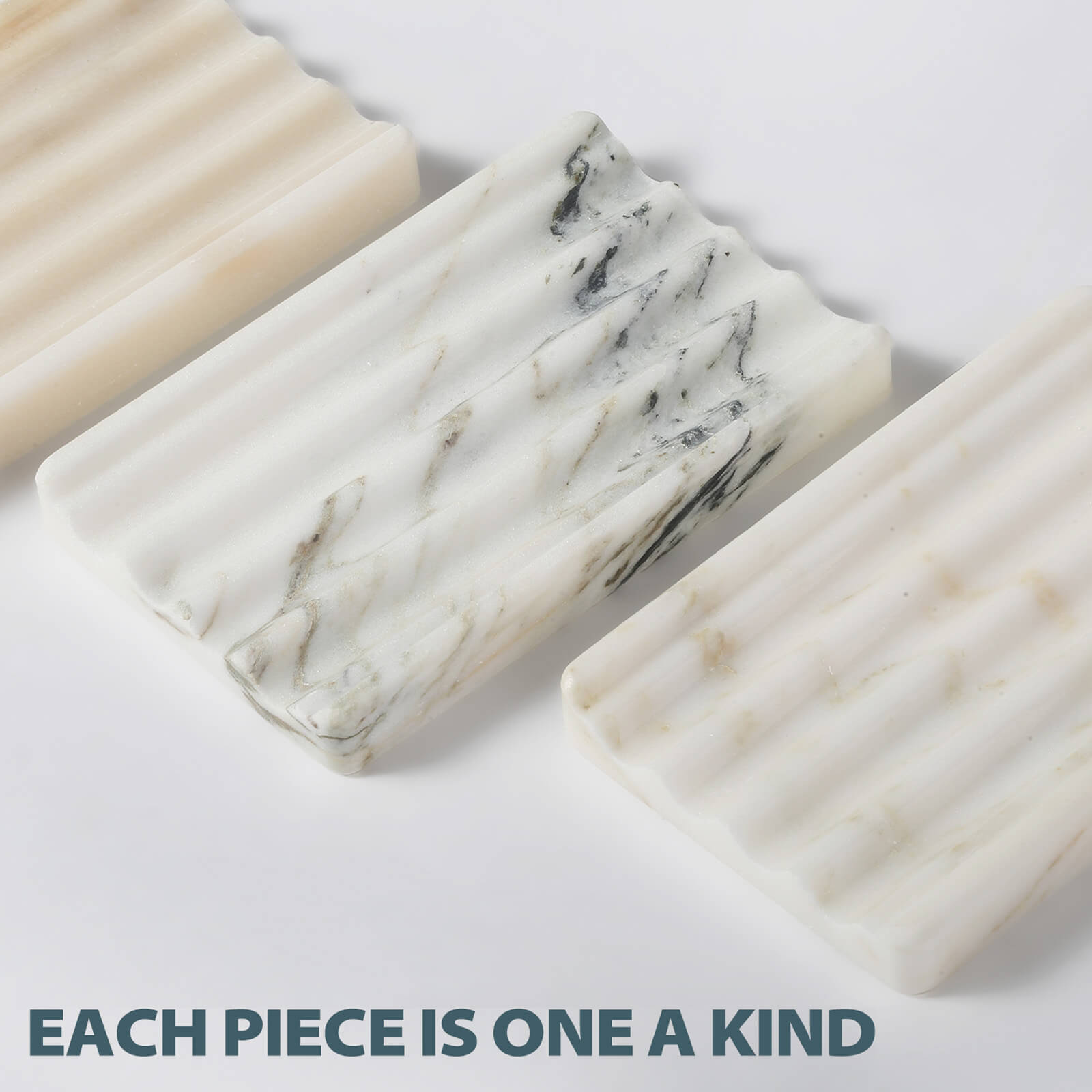 Koville Nuture Marble 2PCS Soap Dish Namib Bianco Soap Holder for Bathroom