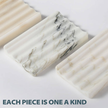 Koville Nuture Marble 2PCS Soap Dish Namib Bianco Soap Holder for Bathroom
