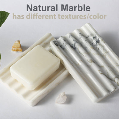 Koville Nuture Marble 2PCS Soap Dish Namib Bianco Soap Holder for Bathroom