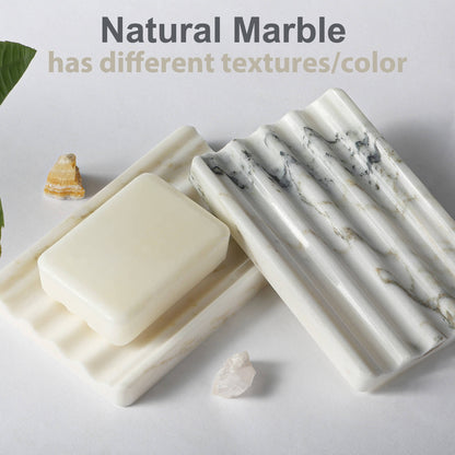 Koville Nuture Marble 2PCS Soap Dish Namib Bianco Soap Holder for Bathroom