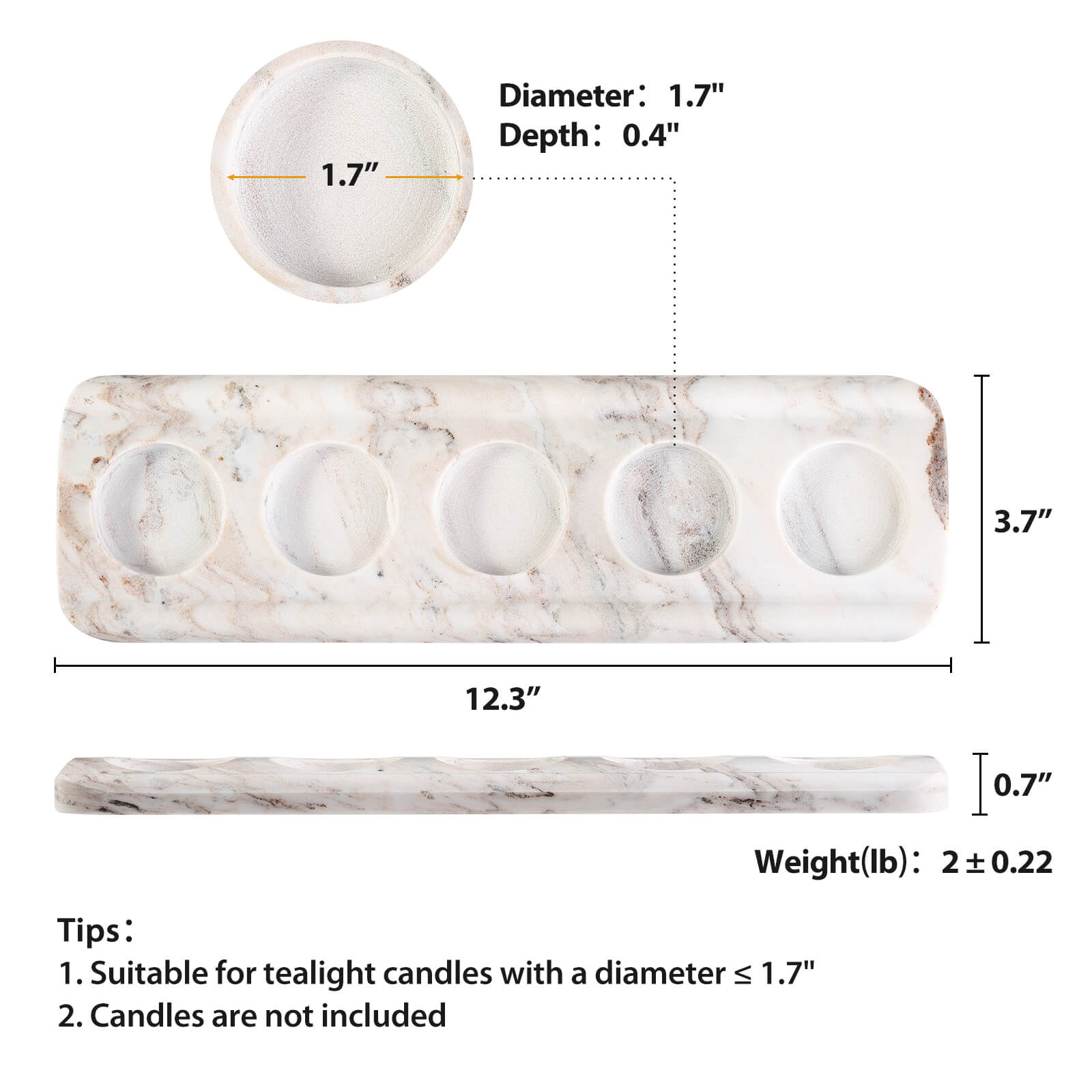 Candle Holder 5 Holes - Marble (Palissandro Classico)