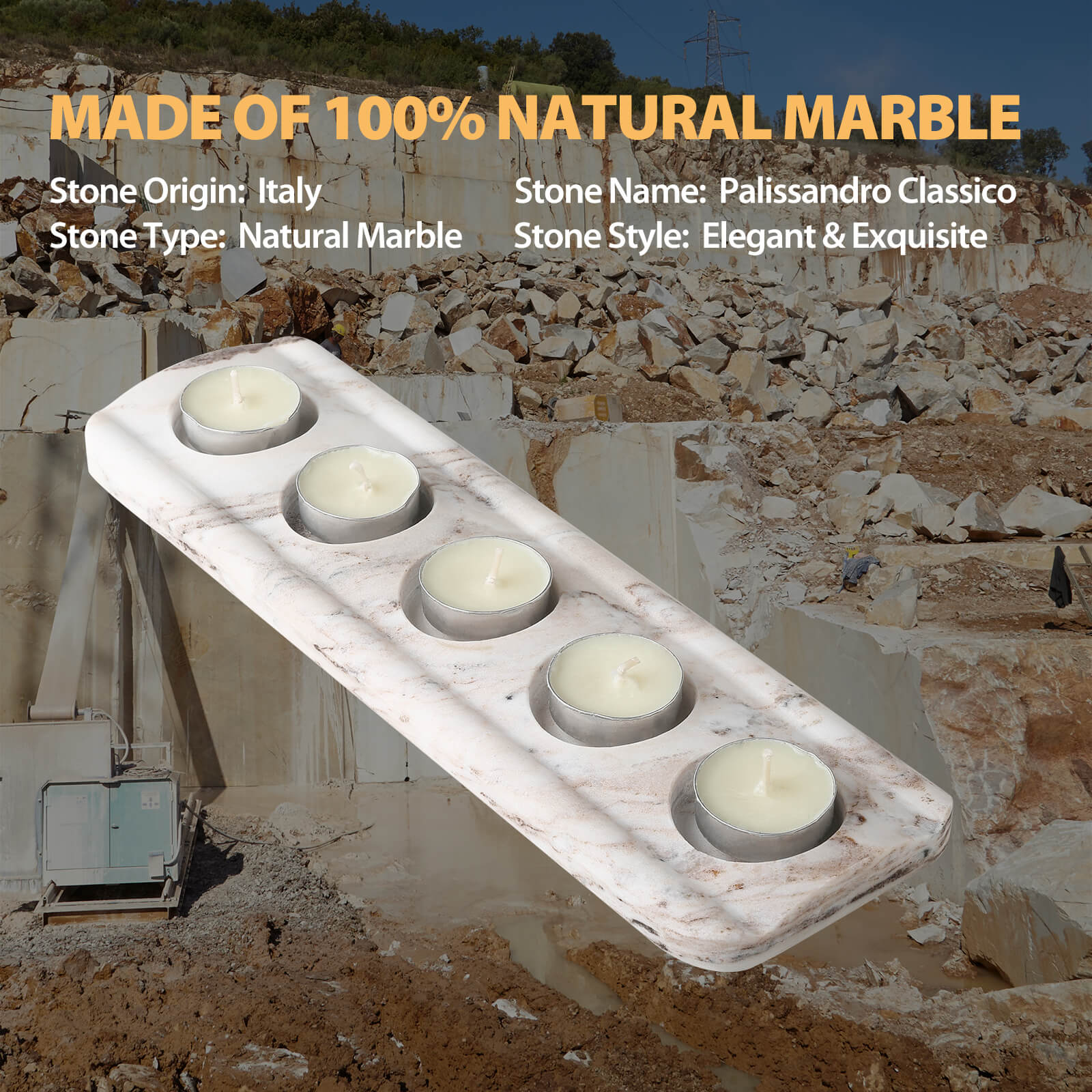 Candle Holder 5 Holes - Marble (Palissandro Classico)