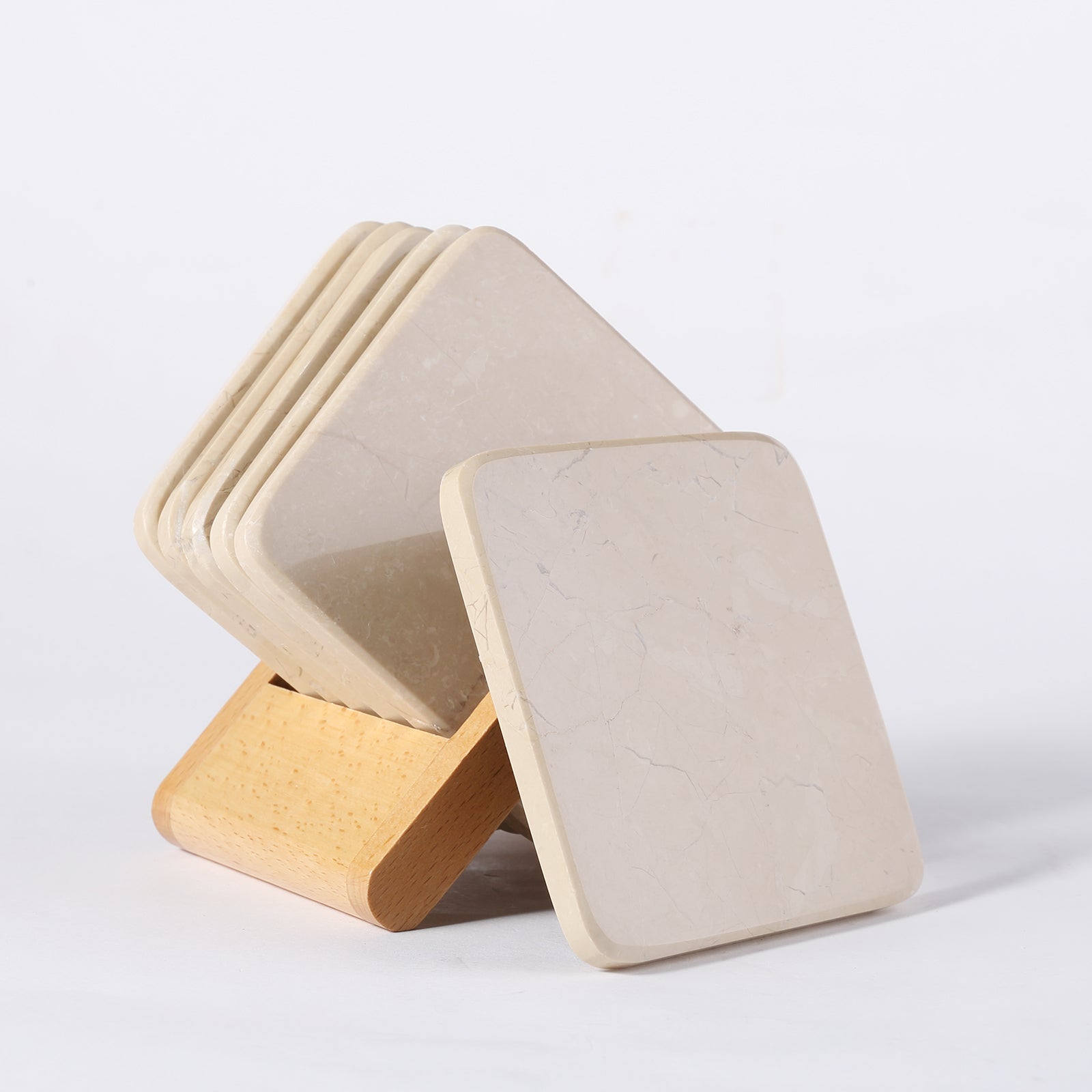 Koville Natural Travertine Square Marble Coasters