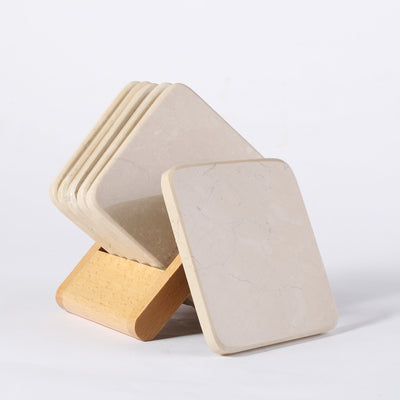 Koville Natural Travertine Square Marble Coasters