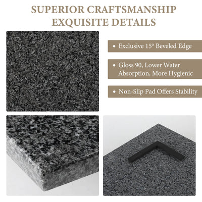 Koville Nature Granite Cutting Board 20x16in Sesame Black Granite Slab