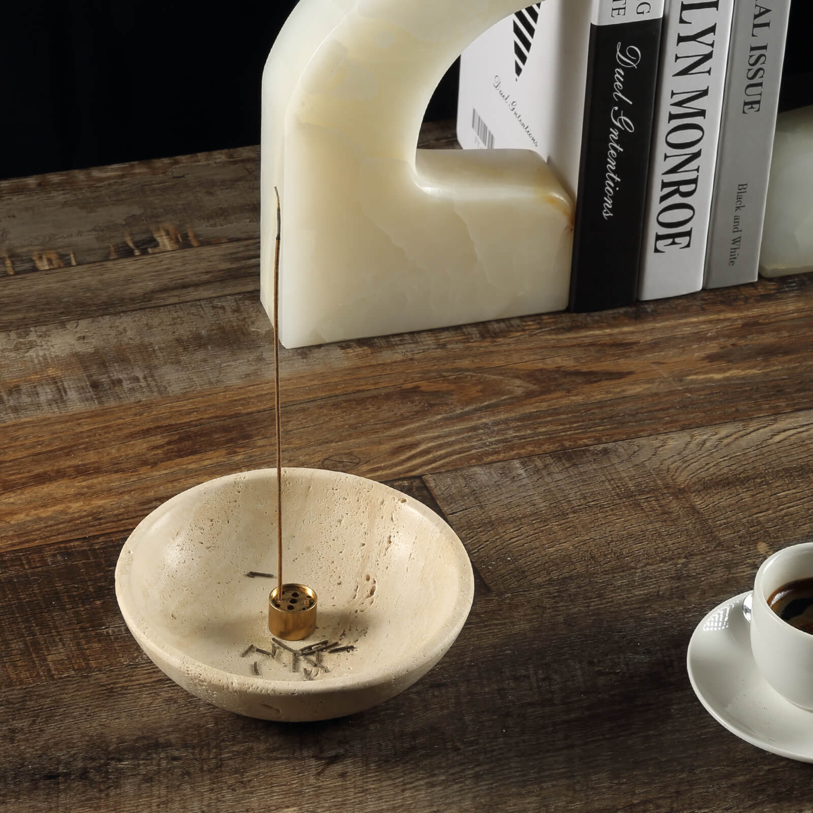 Koville Travertine Incense Holder Elegant Sturdy Durango Incense Burner
