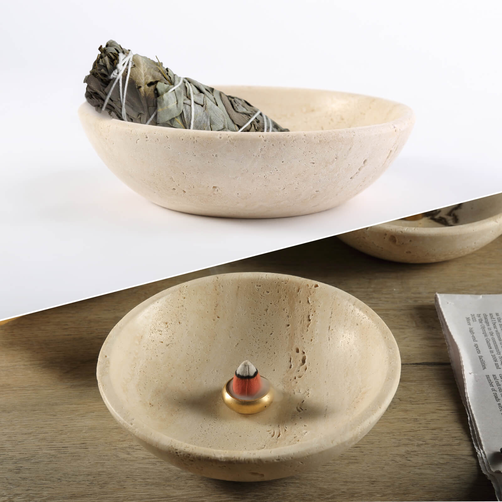 Koville Travertine Incense Holder Elegant Sturdy Durango Incense Burner