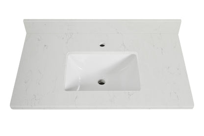 Koville Natural Stone Vanity Top in Bianco Swan（wb）