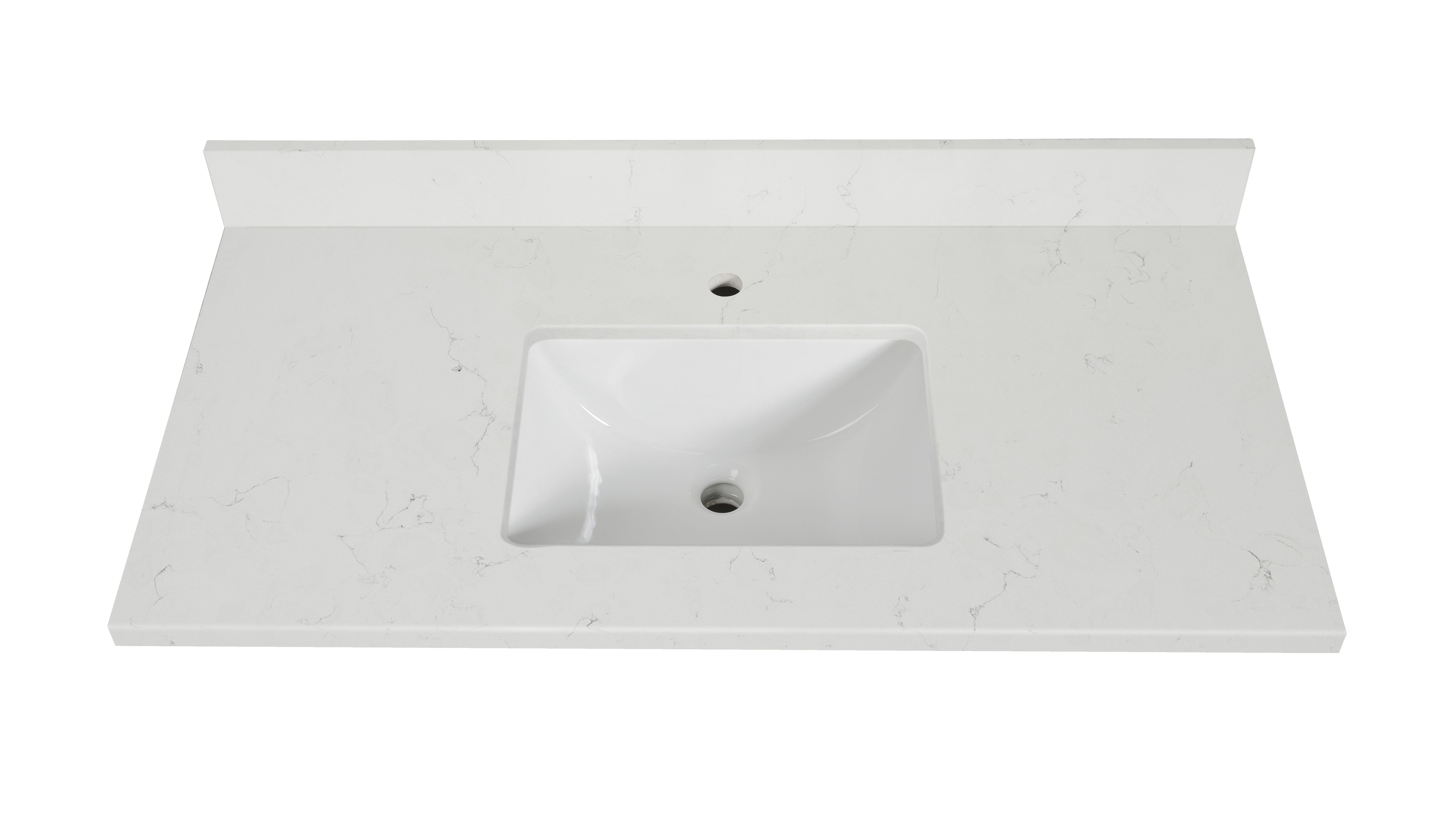 Koville Natural Stone Vanity Top in Bianco Swan（wb）