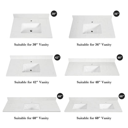 Koville Natural Stone Vanity Top in Bianco Swan（wb）