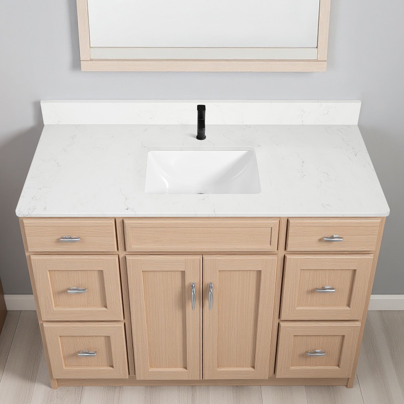 Koville Natural Stone Vanity Top in Bianco Swan（wb）