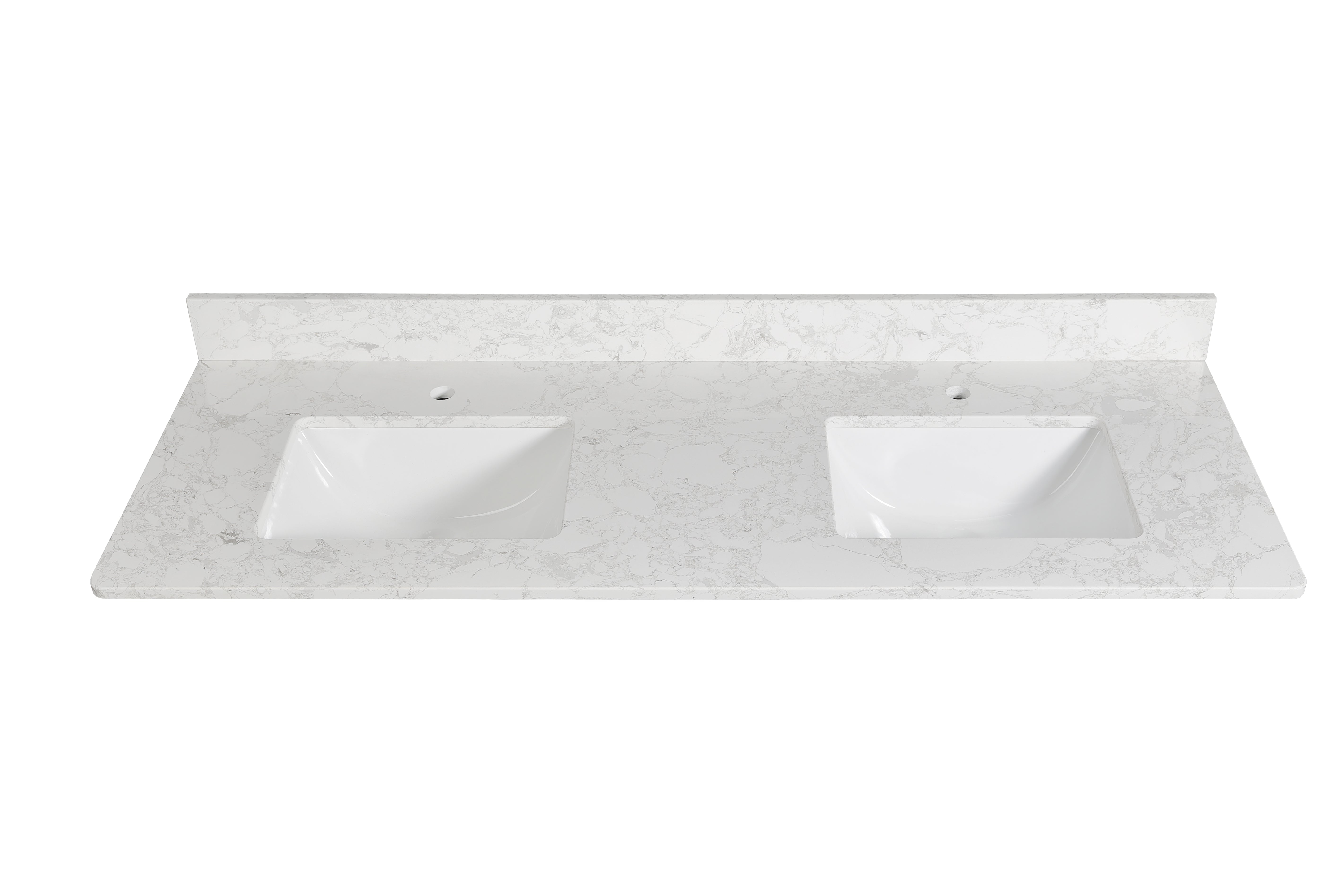 Koville white 61 inch vanity top(pre-installed dual sink) in natural stone
