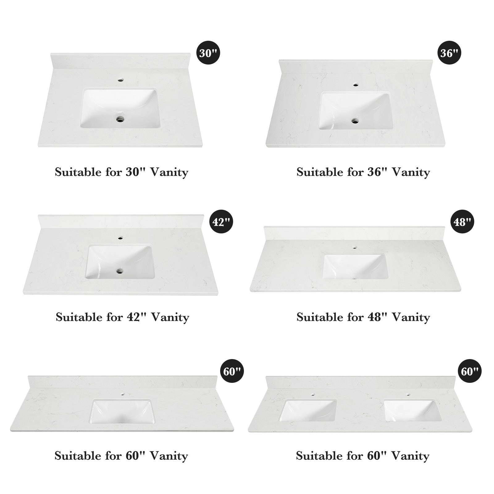 Koville Natural Stone Vanity Top in Bianco Swan