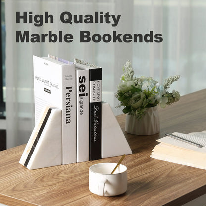 Koville marble bookends styled on modern bookshelf interior