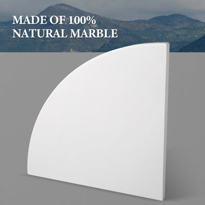 Koville Engineered Marble corner shelf in Bianco Scala for a bathroom corner