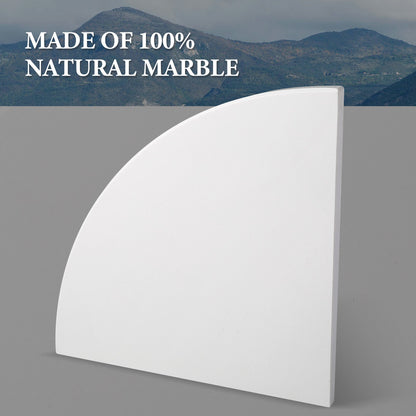 Koville Engineered Marble corner shelf in Bianco Scala for a bathroom corner