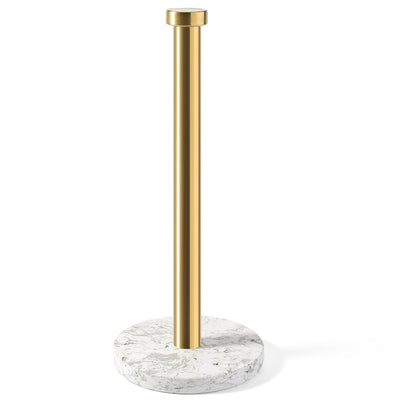 Koville Natural Stone Paper Towel Holder with Gold Metal Rod, 5.9 in Base in natural stone