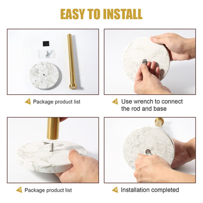 Koville Natural Stone Paper Towel Holder with Gold Metal Rod, 5.9 in Base in natural stone