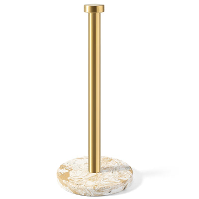 Koville Natural Stone Paper Towel Holder with Gold Metal Rod, 5.9 in Base in natural stone