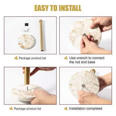 Koville Natural Stone Paper Towel Holder with Gold Metal Rod, 5.9 in Base in natural stone
