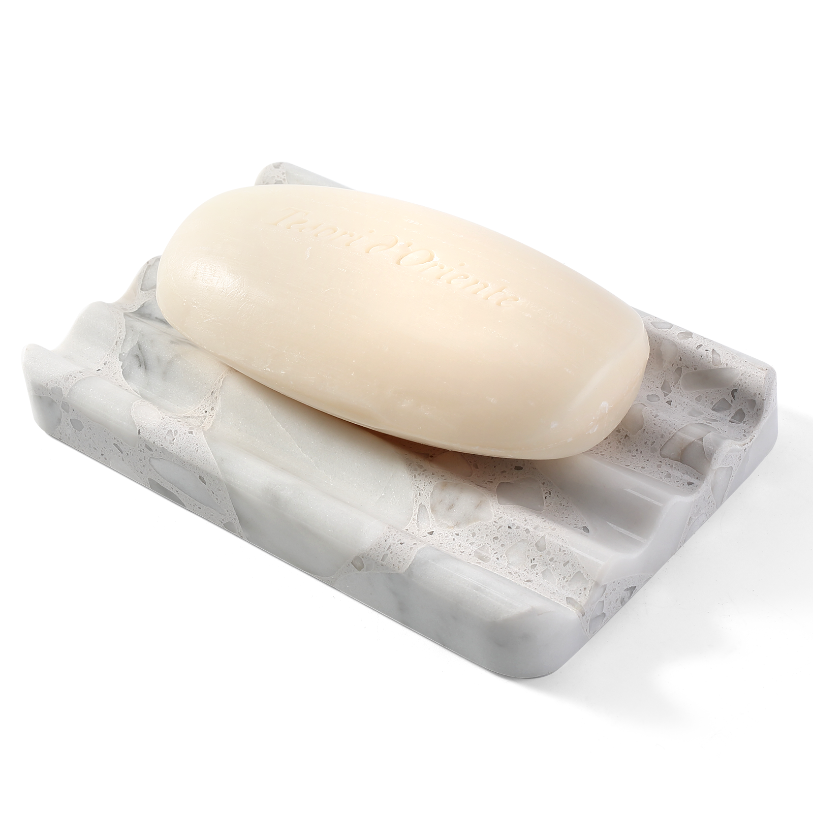 Koville white soap dish in natural stone – view 4