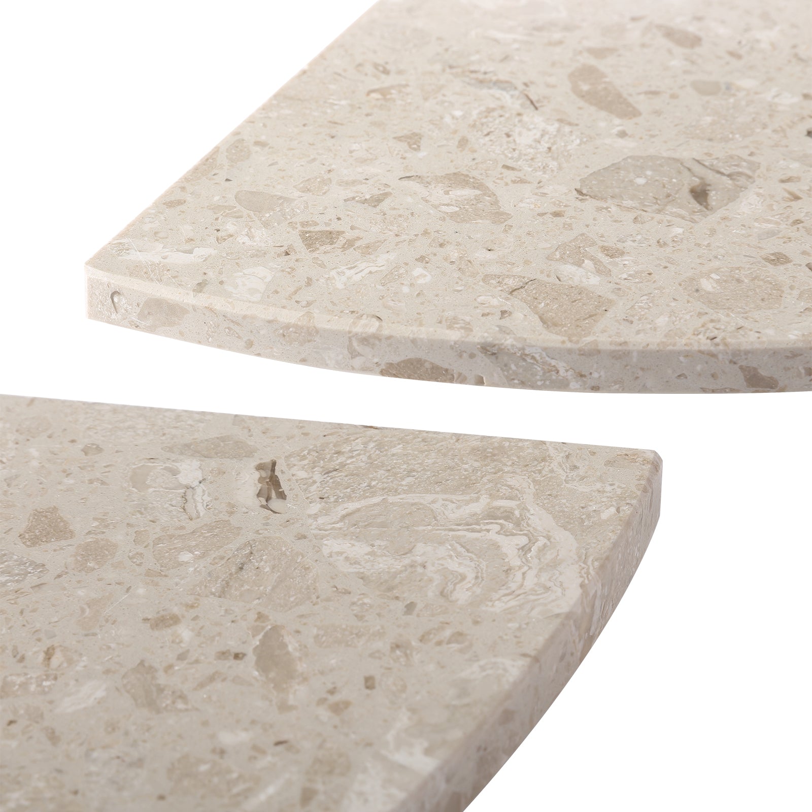 Koville Engineered Marble corner shelf in Perlato appia for a bathroom corner