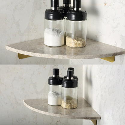 Koville Engineered Marble corner shelf in Perlato appia for a bathroom corner