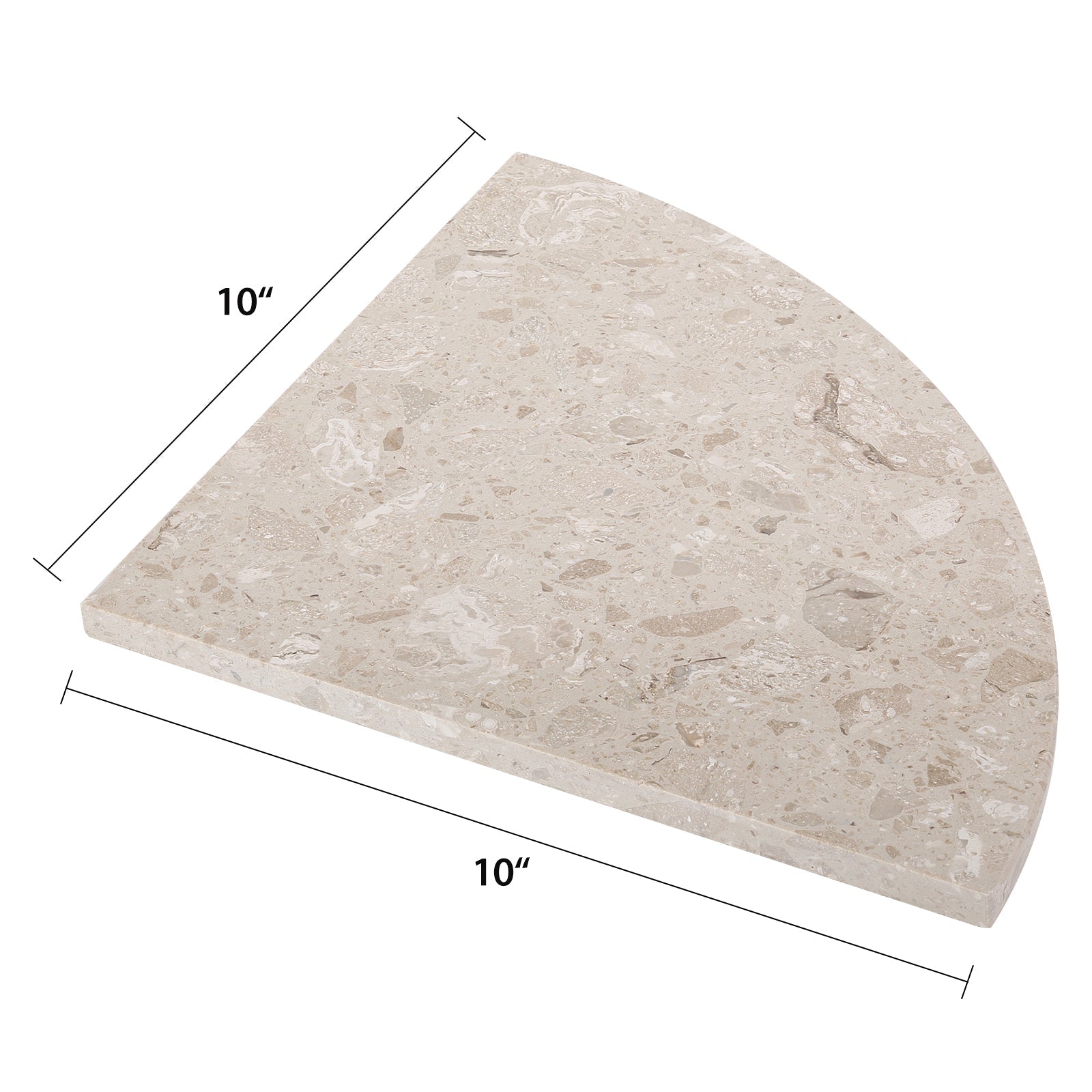 Koville Engineered Marble corner shelf in Perlato appia for a bathroom corner