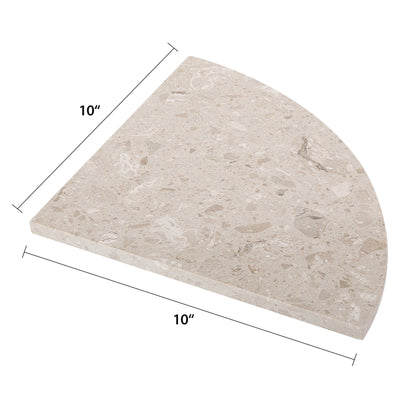 Koville Engineered Marble corner shelf in Perlato appia for a bathroom corner