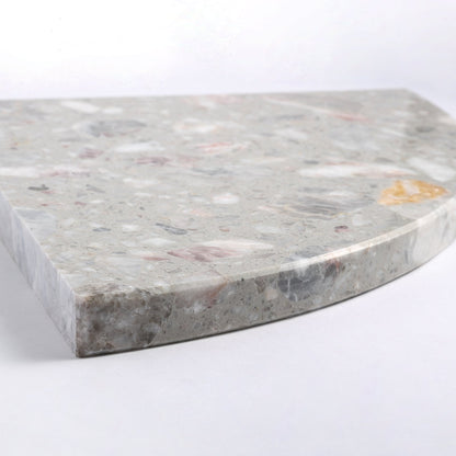 Koville Engineered Marble corner shelf in Fior di Pesco Quarella for a bathroom corner