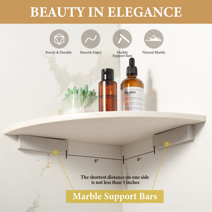 Koville Engineered Marble corner shelf in Rigel for a bathroom corner
