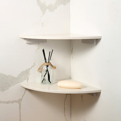 Koville Engineered Marble corner shelf in Rigel for a bathroom corner