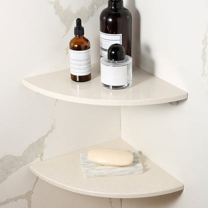 Koville Engineered Marble corner shelf in Sahara Sand for a bathroom corner