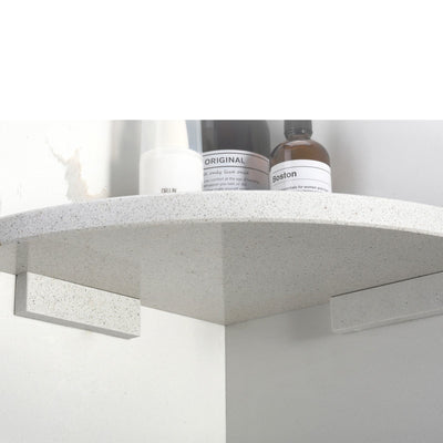 Koville Engineered Marble corner shelf in White Cliff for a bathroom corner