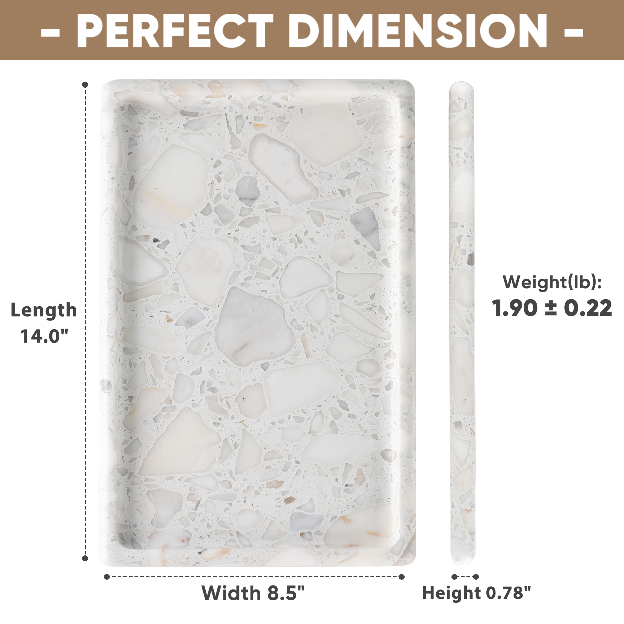 Koville Natural Stone One-Piece Square Trays in Calacatta Quarella, product view 2