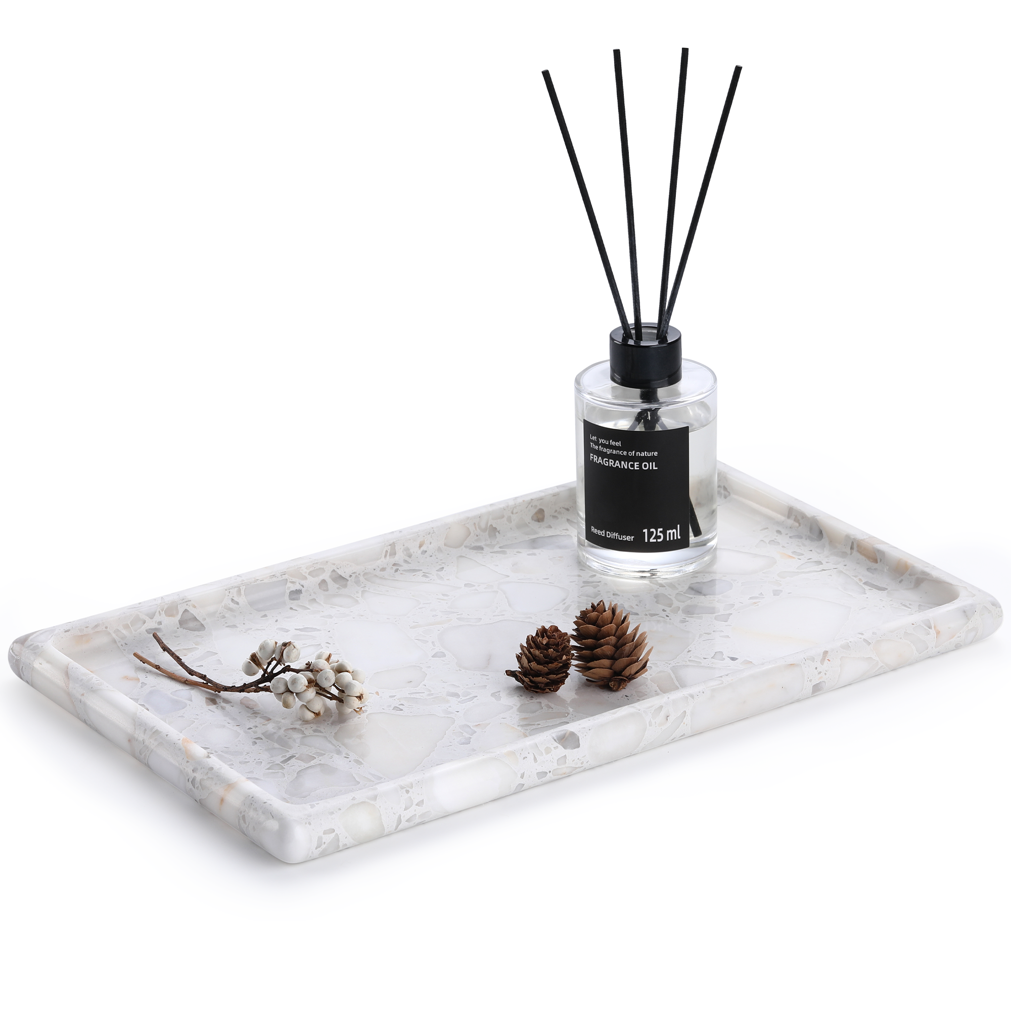 Koville Natural Stone One-Piece Square Trays in Calacatta Quarella, product view 1