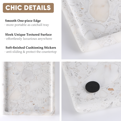 Koville Natural Stone One-Piece Square Trays in Calacatta Quarella, product view 3