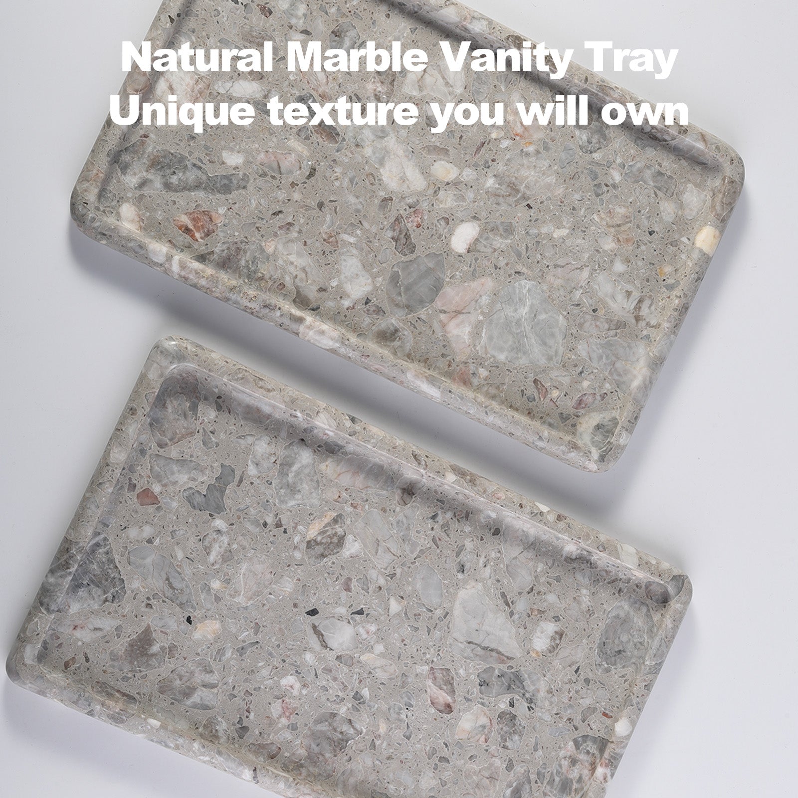 Koville Natural Stone One-Piece Square Trays in Fior di Pesco Quarella, product view 6