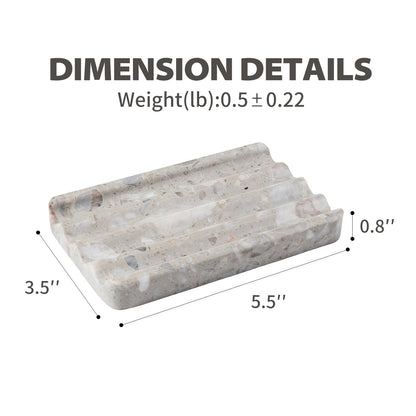 Koville Engineered Marble square wavy soap dish in Fior di Pesco Quarella with sculpted wave surface
