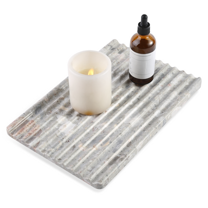 Koville Natural Stone Wavy Square Decorative Tray for Tabletop Styling in Fior Di Pesco - decorative form