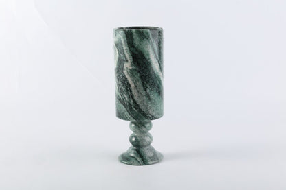 Koville Natural Stone Cannon Vase for Floral Display in Verde Lapponia - decorative form