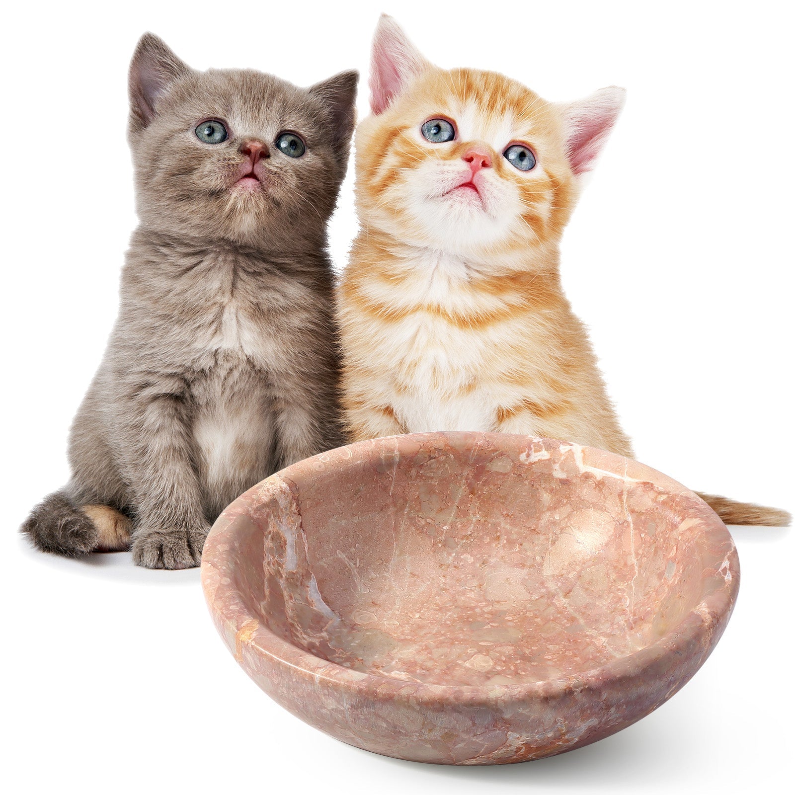 Koville natural stone pet bowl in Perlino Rosato
