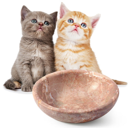 Koville natural stone pet bowl in Perlino Rosato