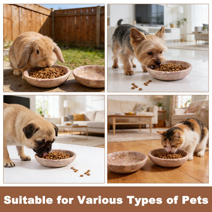Koville natural stone pet bowl in Perlino Rosato