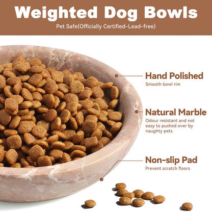 Koville natural stone pet bowl in Perlino Rosato