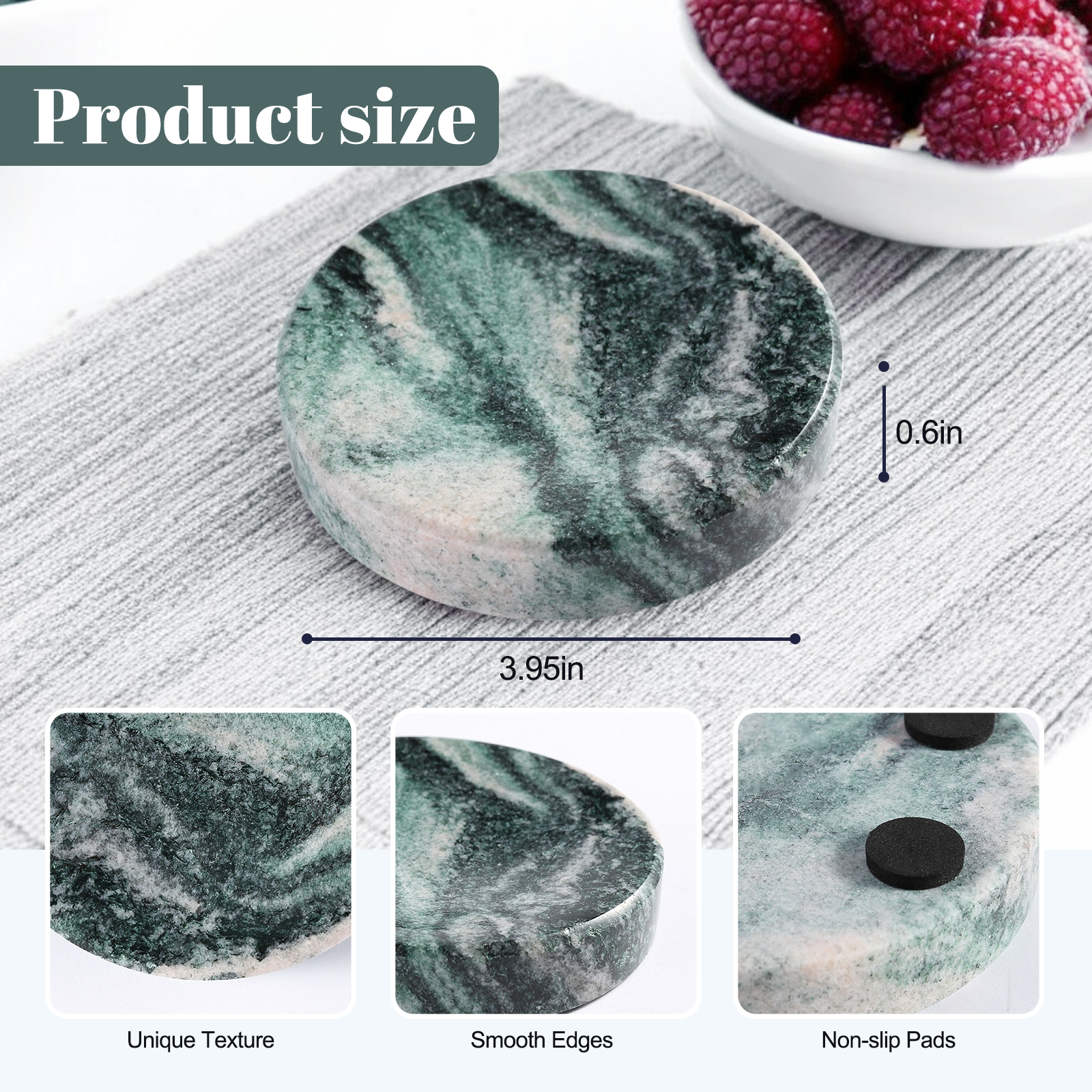 Koville Natural Stone Tea Cups in Verde Lapponia, product view 2