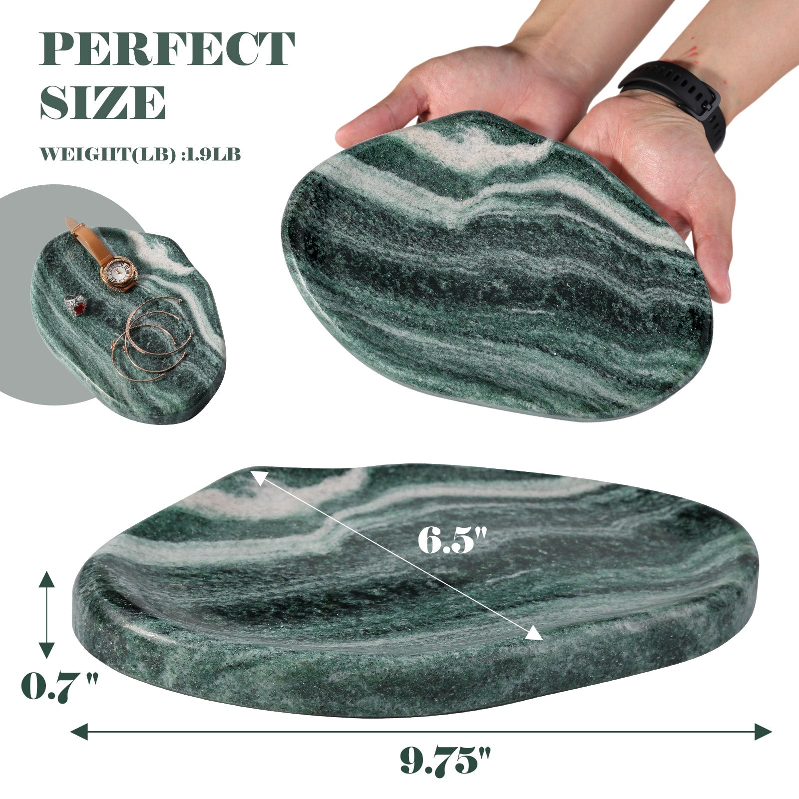 Koville lace edge storage tray for small items in Verde Lapponia natural stone