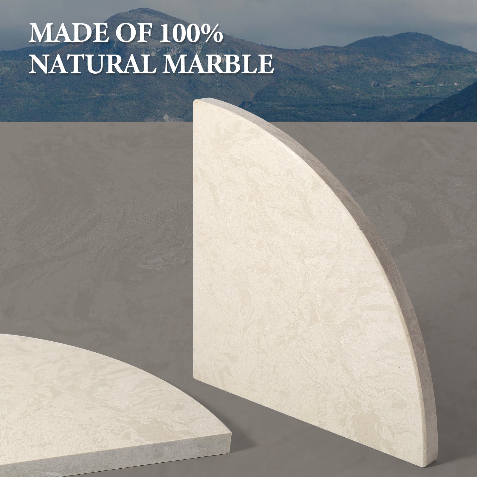 Koville Natural Granite corner shelf in White Rose for a bathroom corner