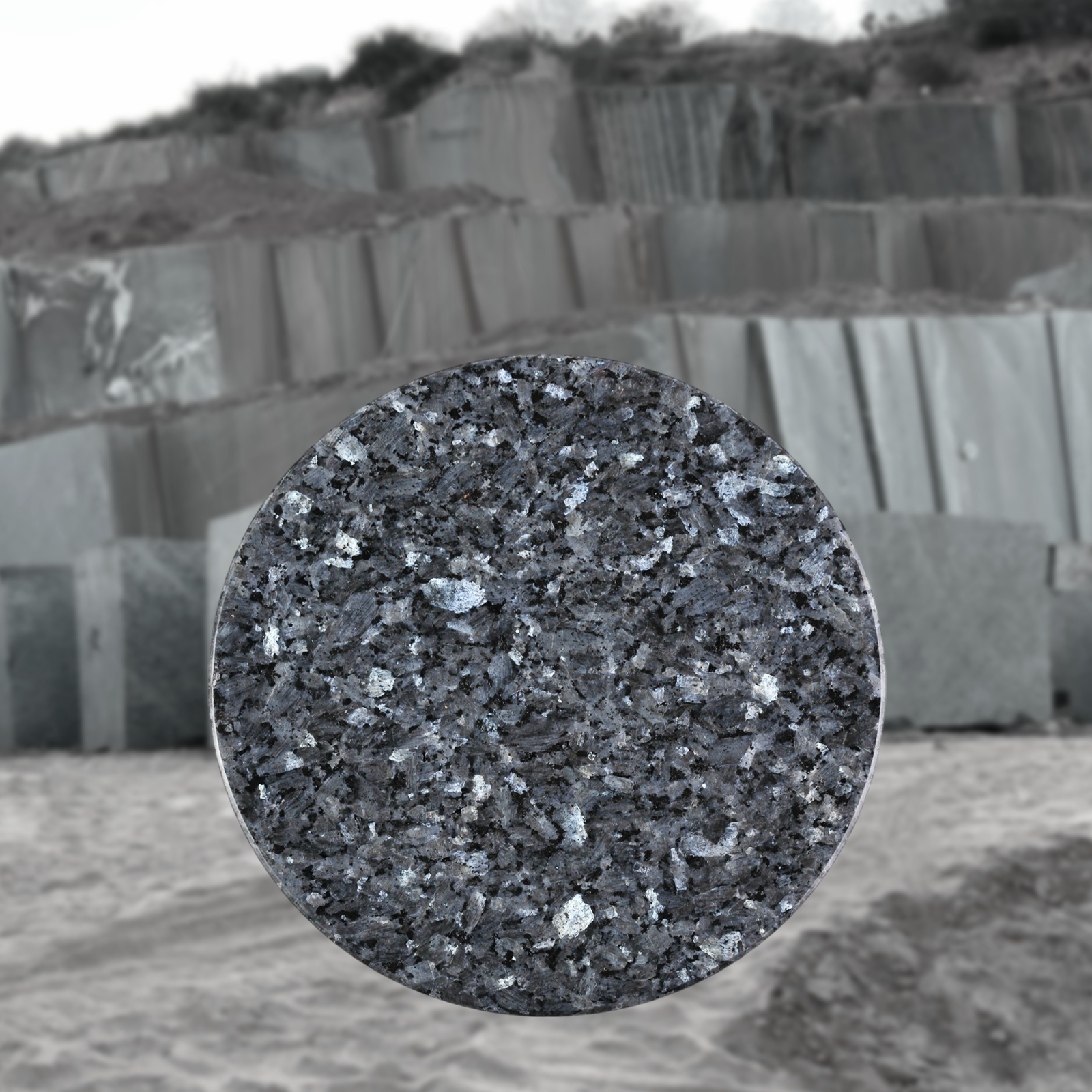 Koville 300 mm lazy susan for table serving in Blue Pearl natural stone