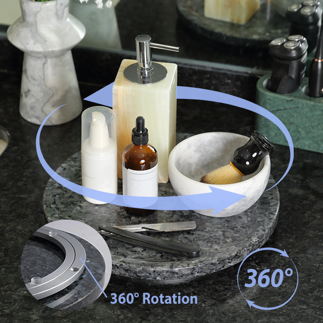 Koville 300 mm lazy susan for table serving in Blue Pearl natural stone